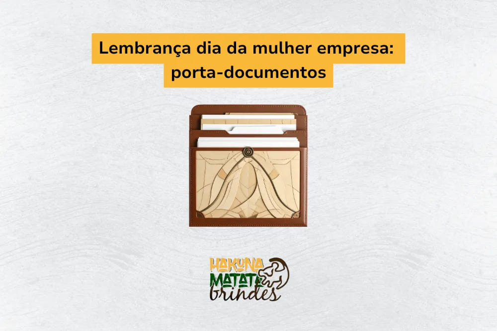 Lembran&ccedil;a de dia da mulher empresa: porta-documentos personalizado com design elegante e funcional.