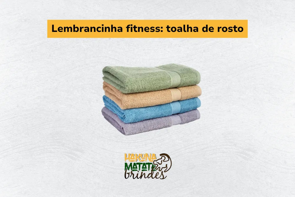Lembrancinhas fitness com toalhas de rosto coloridas para treino e academia

