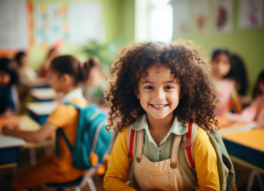 aluna em dia das crianças na escola