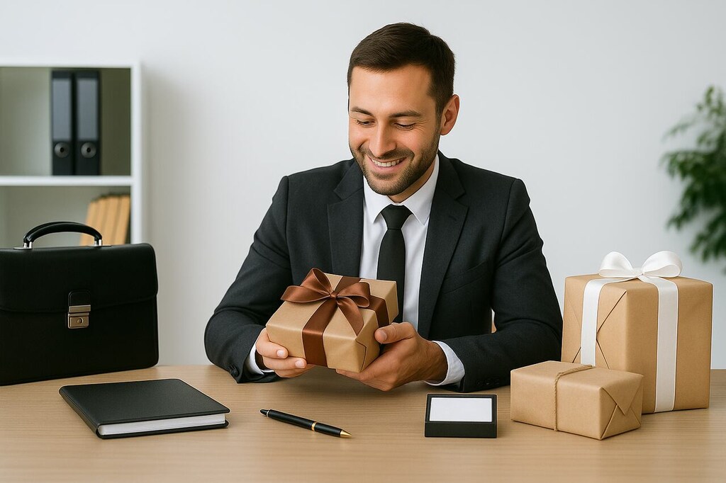 brindes-escritorio-advocacia-hakuna-matata-brindes - Blog HM Brindes advogado abrindo pacotes com brindes para escritório de advocacia