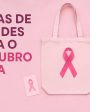 imagem em rosa com itens e fita símbolo do outubro rosa, escrito "ideias de brindes para o outubro rosa"