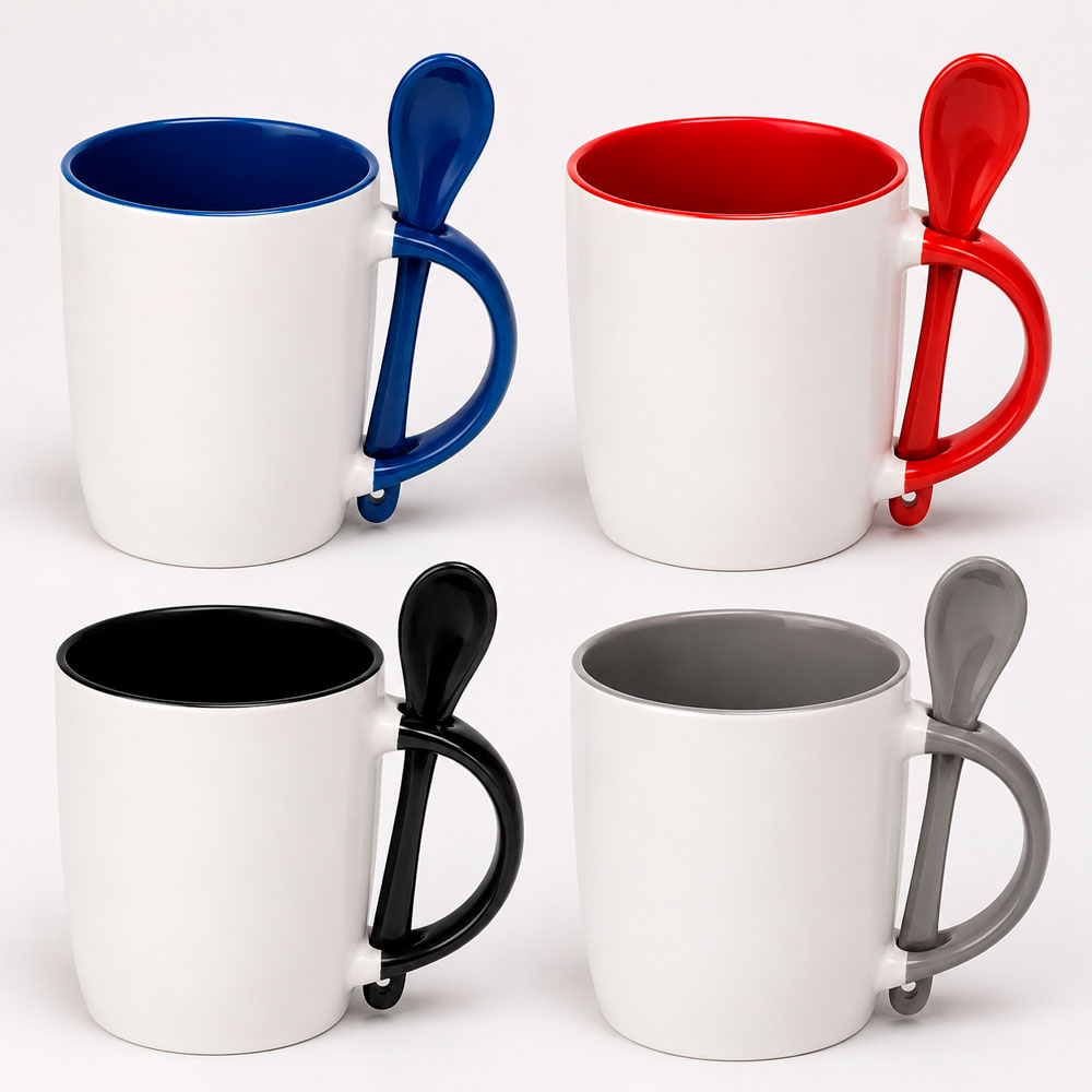Caneca Cerâmica 350ml com Colher
