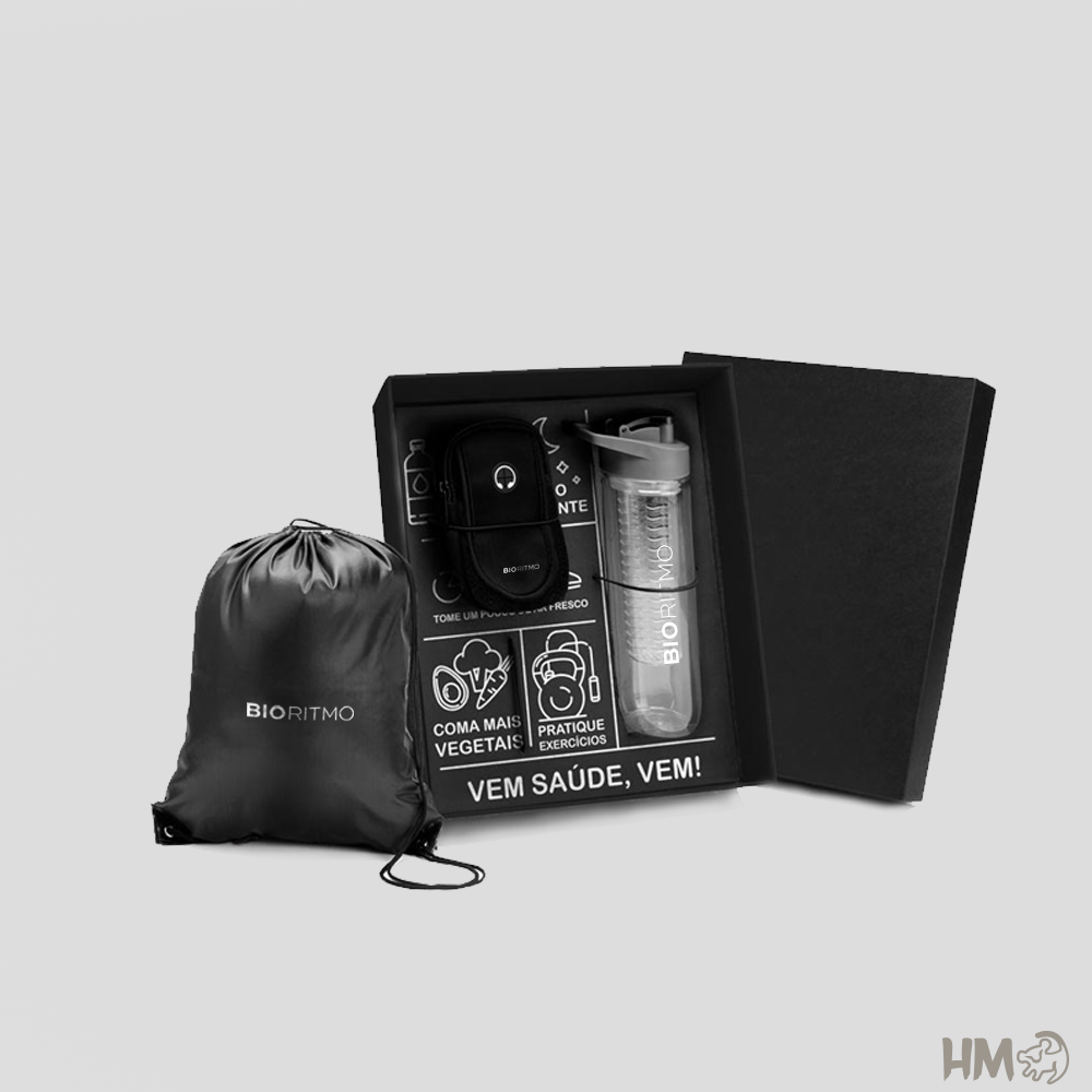 kit fitness com mochila | HM Brindes kit fitness com mochila