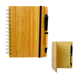 Bloco de Anotações com Capa de Bambu