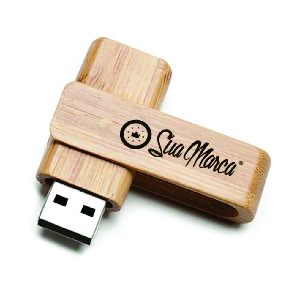 Pen Drive Giratório de Madeira