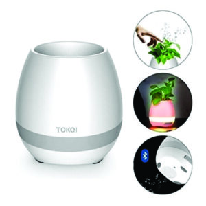 Vaso de planta musical e luminária