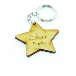 Chaveiro Madeirca Forma de Estrela