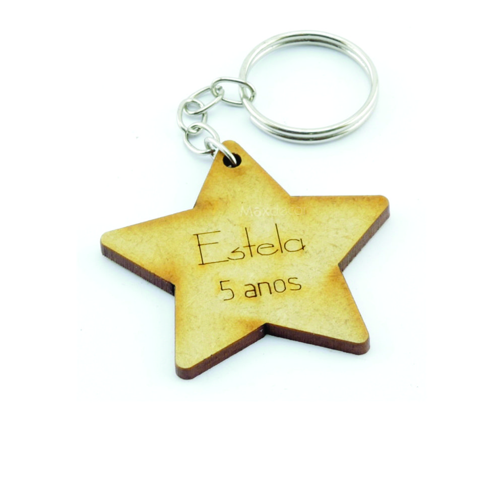 Chaveiro Madeirca Forma de Estrela