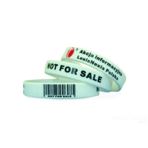 Pulseira de silicone com código de barras e personalizada