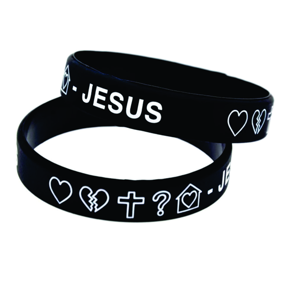 Pulseira de silicone com gravação em baixo relevo com cor