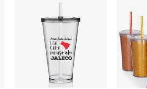 Copo Plastico Personalizado com Canudo