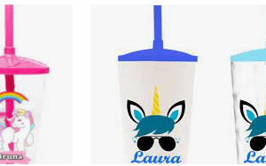 Copos Personalizados com Canudo Unicornio