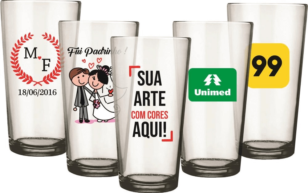 Copos de vidro personalizados aniversário